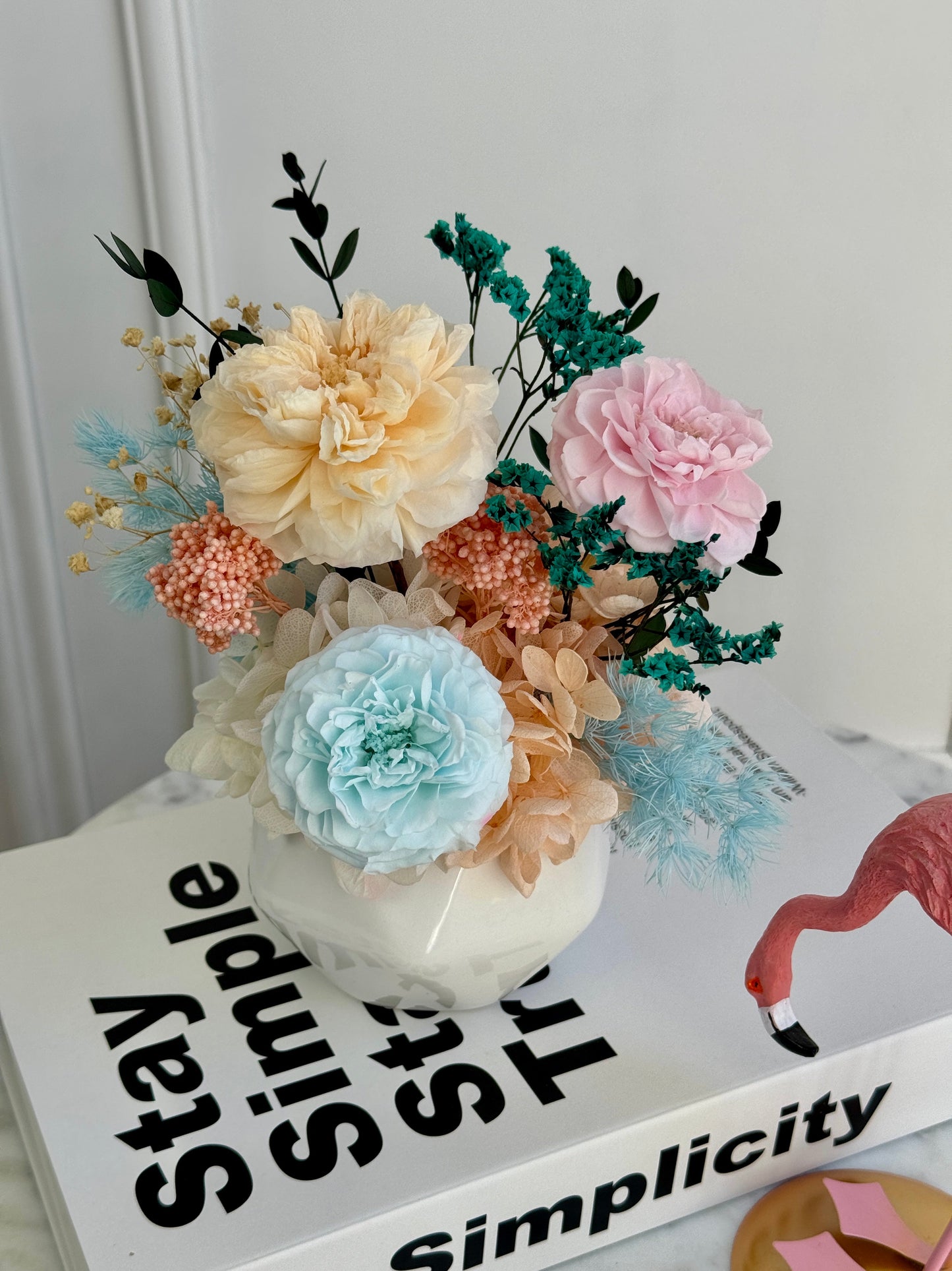 Pastel Accent Preserved Flower Arrangement MIKONA Flowers LLC