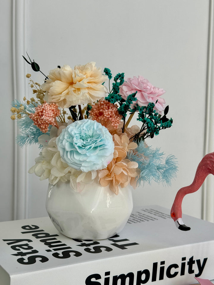 Pastel Accent Preserved Flower Arrangement MIKONA Flowers LLC