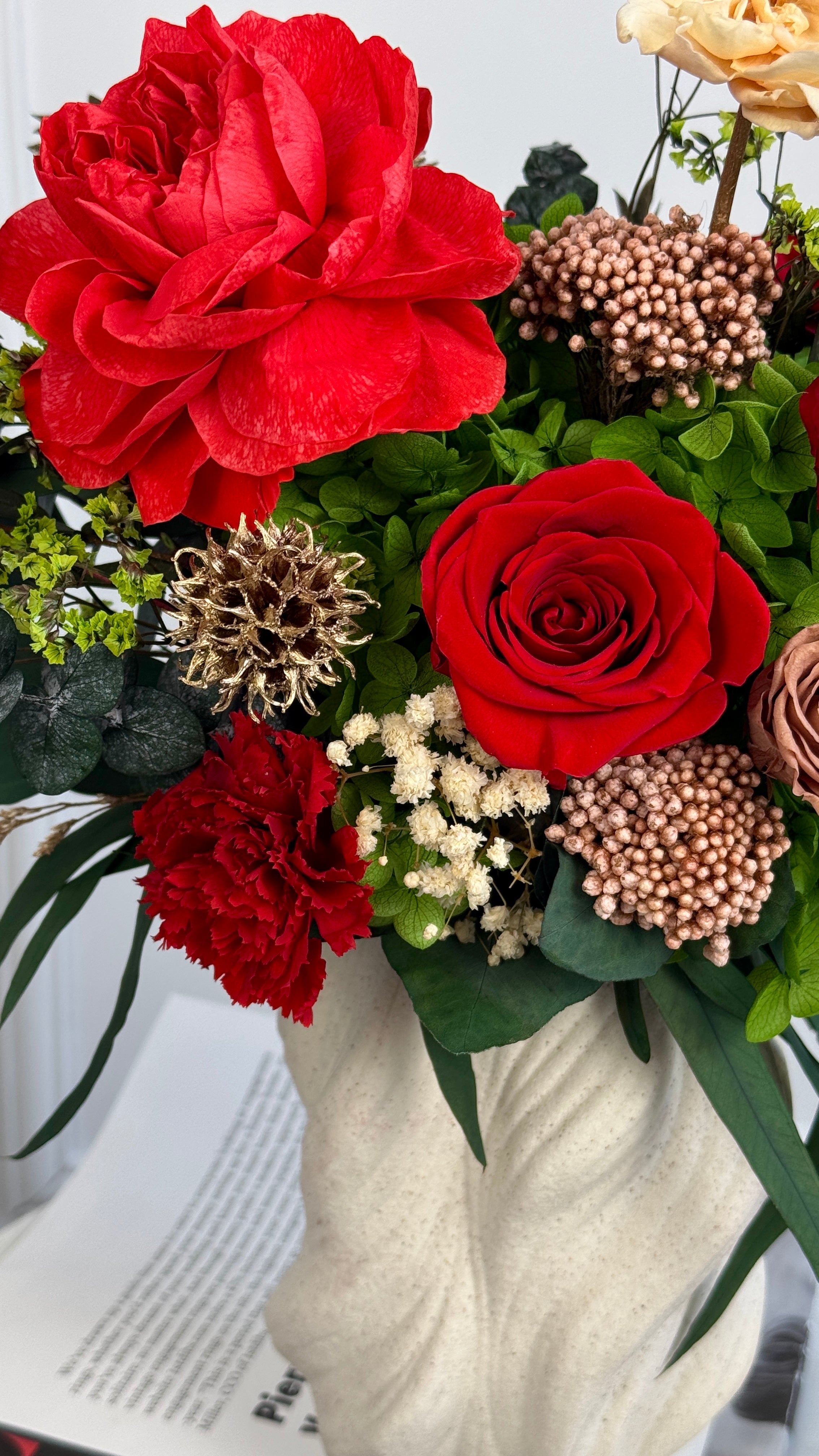 Crimson Grande Preserved Flower Arrangement – MIKONA Flowers LLC