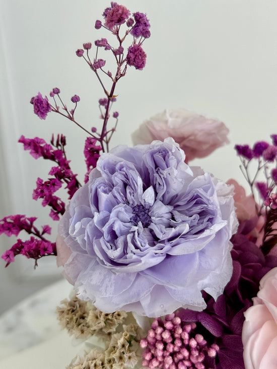 Modern interior decor preserved flower arrangement no water needed glossy vase