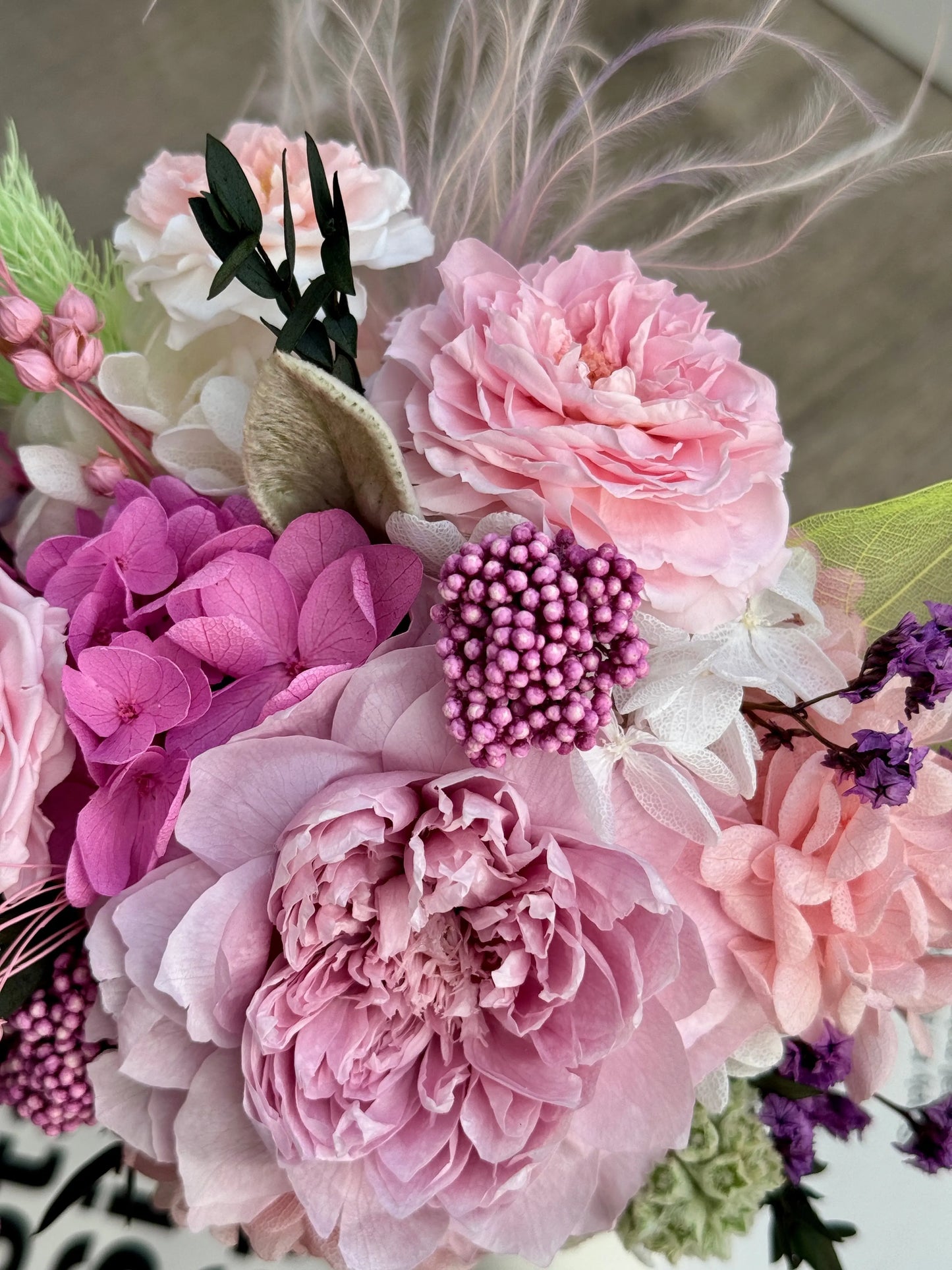 Mademoiselle Soft Pink preserved flower composition, handcrafted in Los Angeles.