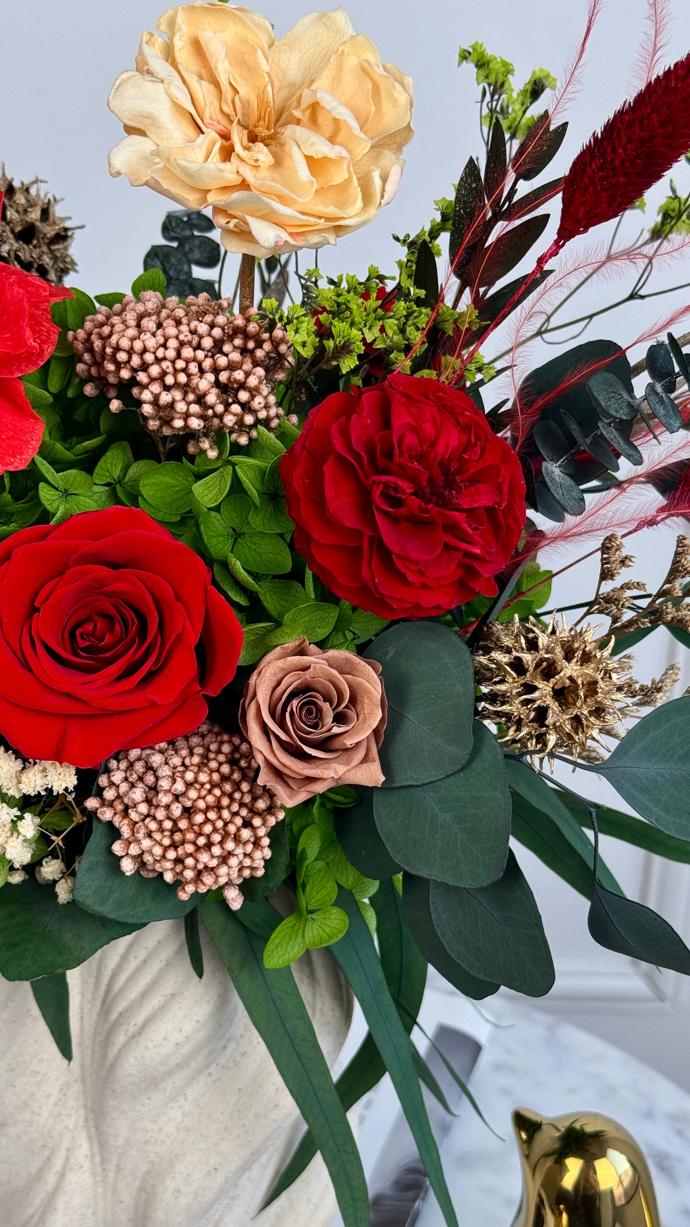 Crimson Grande Preserved Flower Arrangement – MIKONA Flowers LLC