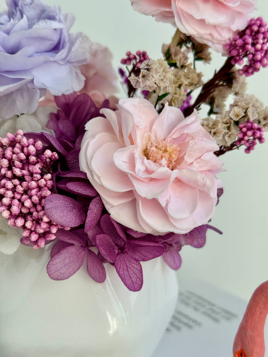 Timeless preserved flower gift with pastel tones eternal roses and sculptural design