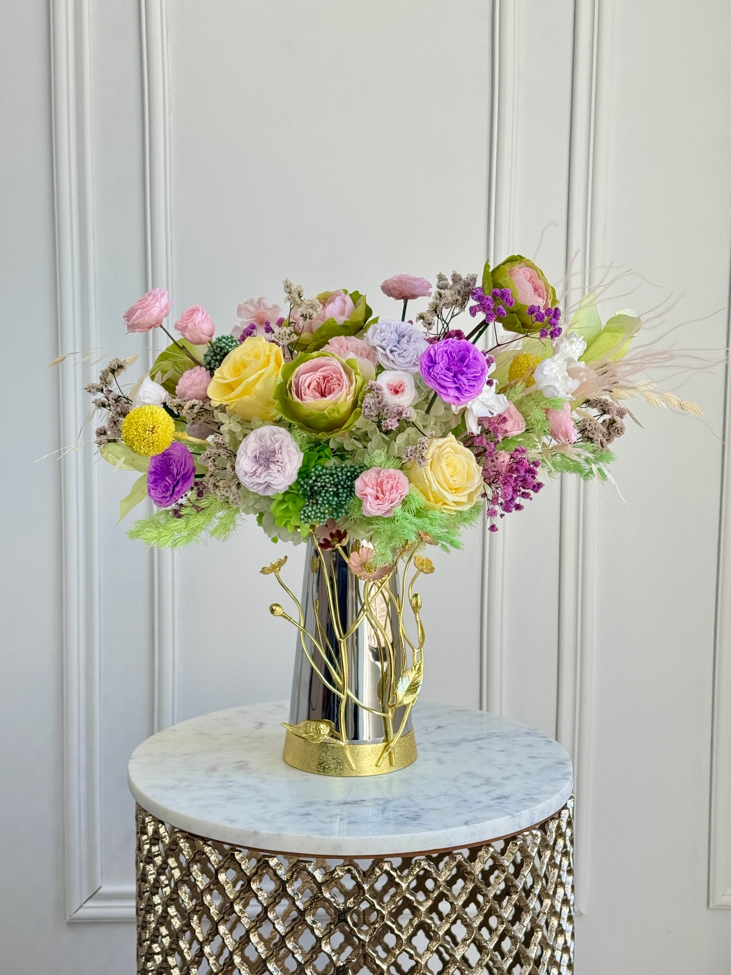 Vivid Bloom Burst preserved flower arrangement in Los Angeles