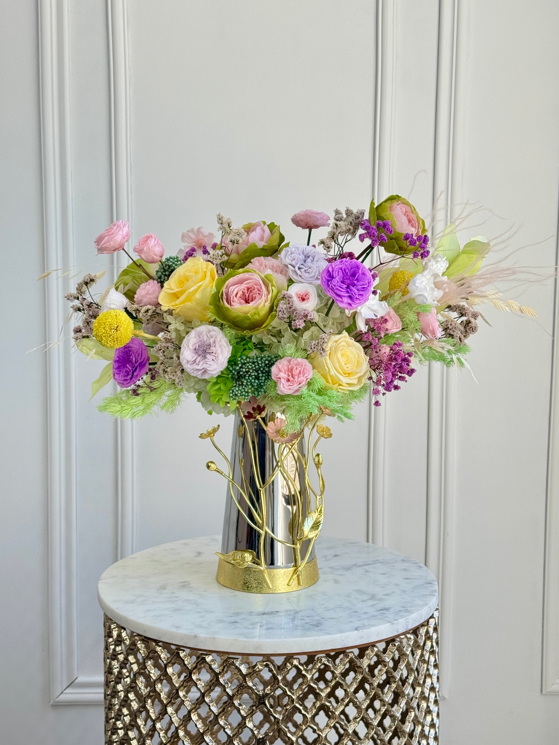 Vivid Bloom Burst preserved flower arrangement in Los Angeles